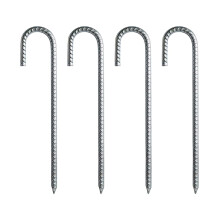 4 Pack Heavy Duty J Hooks Ground Nails Curved Steel Garden Stakes Thick Camping Tent Pegs Rustproof Weather Resistant