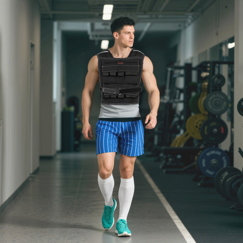 Sportnow 20Kg Adjustable Weighted Vest With 20 Metal Weights, Running Weight Vest
