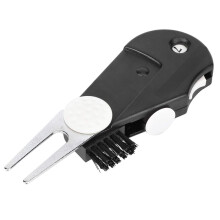 Multi-Function Golf Divot Tool with Tuning Fork, Ball Marker, Cleaning Brush, and Belt Clip for Golfers