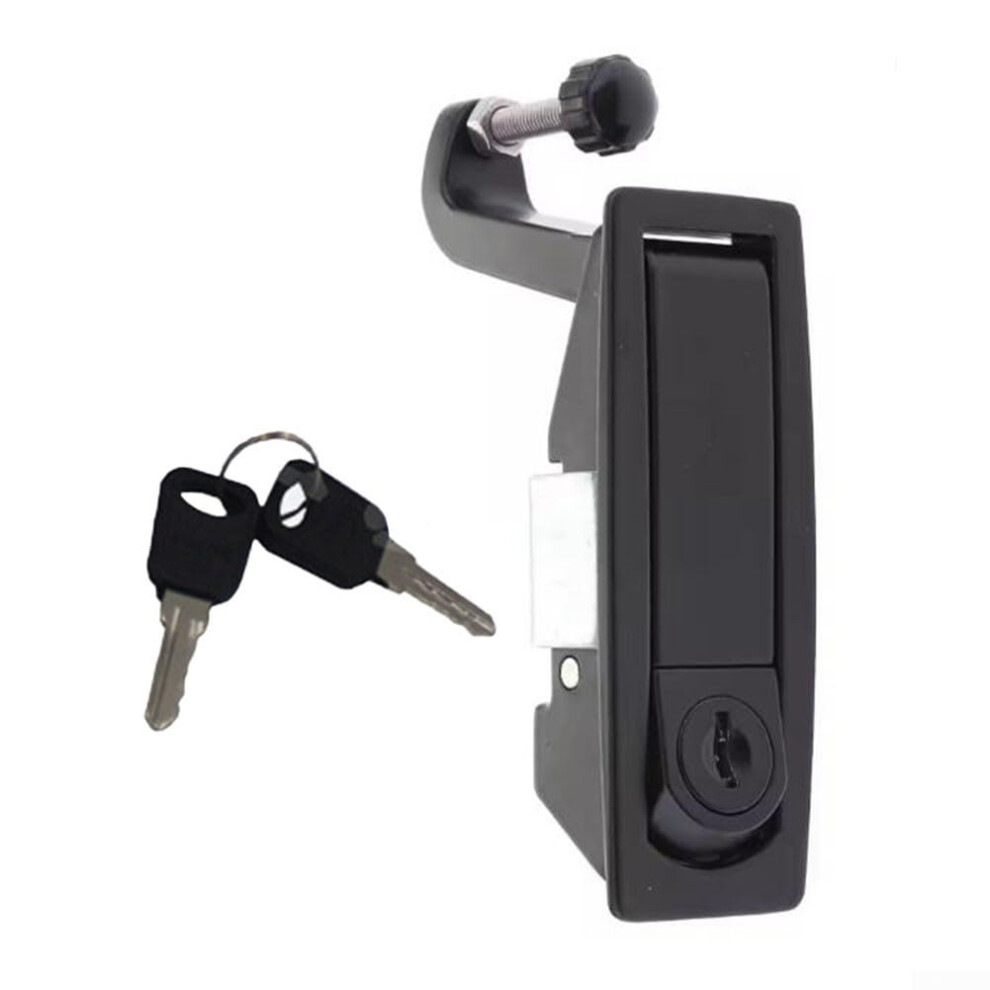 Electric Flat Latch Lock for RVs and Storage, Zinc Alloy, Black, Model #1, Durable and Weather-Resistant-image-OPC-PK6JPPS-NEW