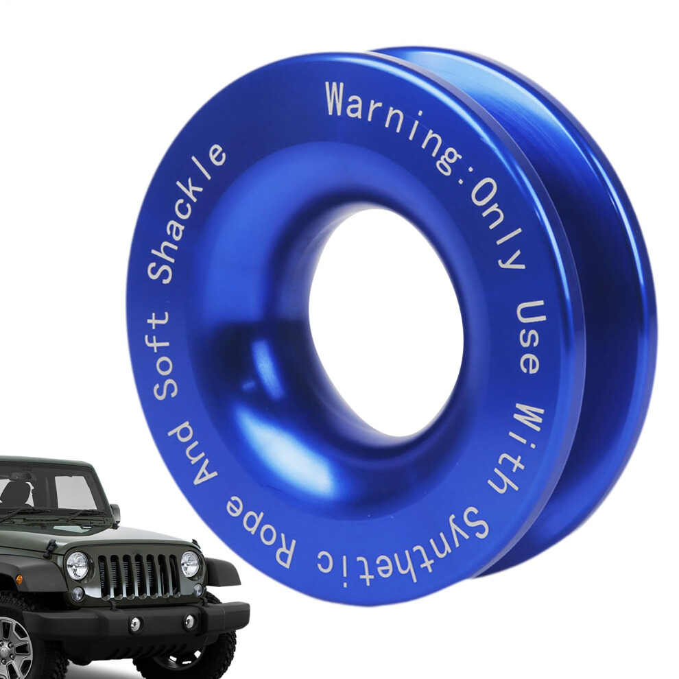 Tow Ring For Winch - Aluminium Pulley And Tear-Off Block, Towing Ring Compatible With Off-Road Vehicles Blue 6038364841261