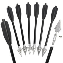6.7 Inch Aluminium Crossbow Bolts with Removable Hunting Tips for 50 lb / 80 lb Crossbows - 12 Pack Black Arrows