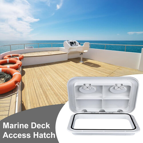 Decklukendeckel Inspection Hatch | Rectangular Marine Deck Access Cover | Non-Slip Waterproof Boat Hatch in White 1