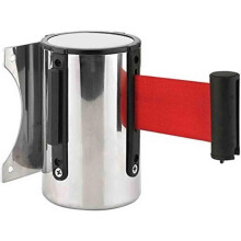 Retractable Barrier Belt, Wall-Mounted Stainless Steel Isolation Belt, 2m/6.56ft for Museum, Factory, Cinema