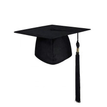 (One Size, Black) Unisex Bachelor Cap 2023 Tassel Pendant Decoration Solid Color Classic Style Flat Top Graduation Hat
