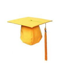 (One Size, Yellow) Unisex Bachelor Cap 2023 Tassel Pendant Decoration Solid Color Classic Style Flat Top Graduation Hat