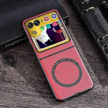 (Razr 50 Ultra, Red) Magsafe Leather Slim Shockproof Cases for Motorola Razr 50 Razr 50 Ultra with Ring Holder