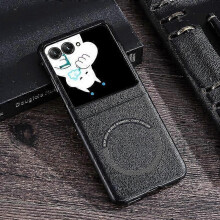 (Razr 50 Ultra, Black) Magsafe Leather Slim Shockproof Cases for Motorola Razr 50 Razr 50 Ultra with Ring Holder