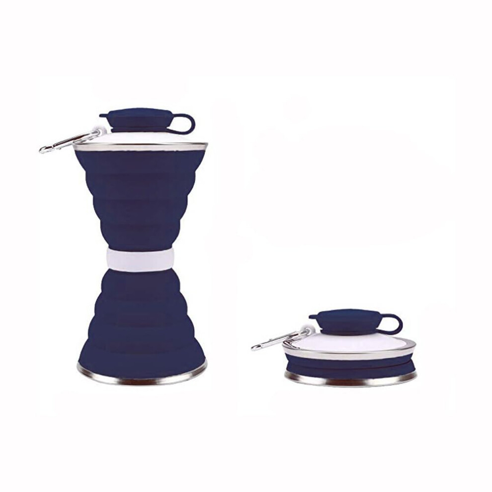 Foldable Silicone Water Bottle 500ml, Lightweight Dark Blue Sports Bottle with Carabiner for Travel and Fitness-image-OPC-PK6JTQP-NEW