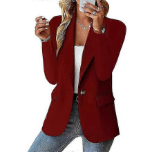 (M, BURGUNDY) Women's Blazer Bussiness Casual Blazers Long Sleeve Button Down Blazer Jacket