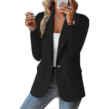 (M, BLACK) Women's Blazer Bussiness Casual Blazers Long Sleeve Button Down Blazer Jacket