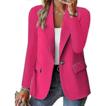 (XL, PINK) Women's Blazer Bussiness Casual Blazers Long Sleeve Button Down Blazer Jacket