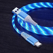 (Style C, Multicolor) 1m Glowing 3A Fast Charging Type-Cle High-Speed Flowing Streamer Light LED Data Transfer USB