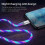 (Style A, Multicolor) 1m Glowing 3A Fast Charging Type-Cle High-Speed Flowing Streamer Light LED Data Transfer USB 5