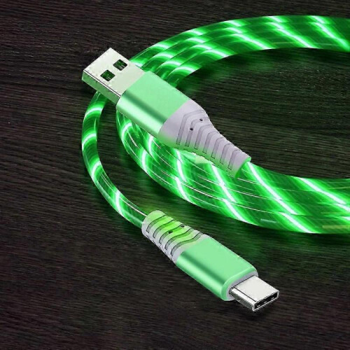 (Style B, Multicolor) 1m Glowing 3A Fast Charging Type-Cle High-Speed Flowing Streamer Light LED Data Transfer USB