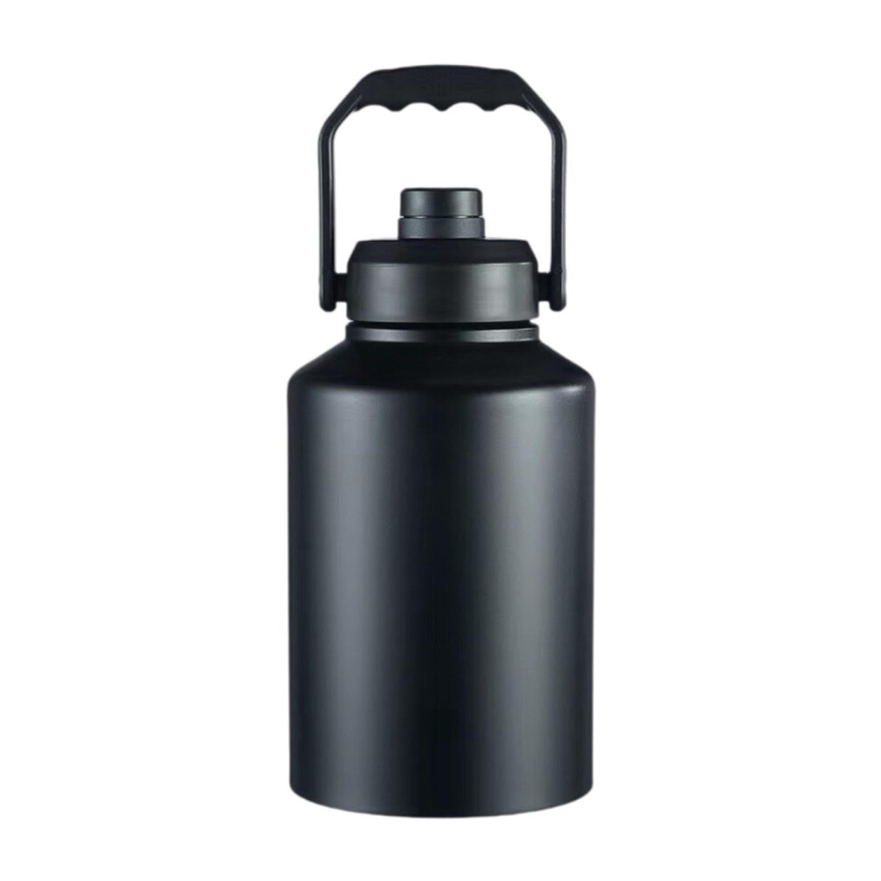 Water Bottle 2L with Handle, Reusable Black Stainless Steel Jug for Running, Cycling, Hiking, Outdoor Workouts-image-OPC-PK6JVYG-NEW