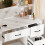 White Vanity Set Open Mirror Makeup Dressing Table Desk with 4 Drawers 6