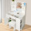 White Vanity Set Open Mirror Makeup Dressing Table Desk with 4 Drawers 1
