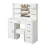 White Vanity Set Open Mirror Makeup Dressing Table Desk with 4 Drawers 7