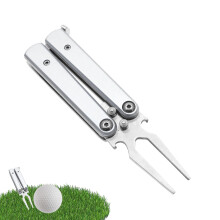 Golf Multifunction Tool | Portable Divot Repair Tool with Bottle Opener | Multi-Use Green Care Device for Adults, Silver