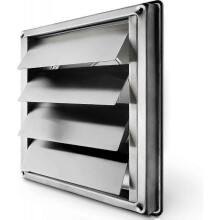 Ventilation Grille 150 mm Anti-return Stainless Steel Grille with Movable Slats Automatic Closing Weather-Resistant Hood Grille/Square Measure 184x18