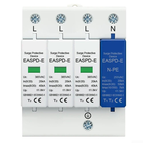 Low Voltage Surge Protector for Home with Visual Module Display for Easy Fault Detection and Replacement (EASPD-E-4P-275V)