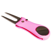Pink Golf Lawn Tool with Magnetic Golf Ball Markers and Pitchfork Repair Tool Set for Golfers