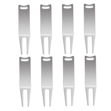 Bend Golf Divot Repair Tool Set - 8pcs Metal Pitch Forks for Golf Greens, Outdoor Accessories for Golf Enthusiasts, Silver