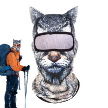 Cute Ski Mask with Ears for Adults, Breathable Animal Print Face Cover, Sunproof Windproof Dustproof for Fishing