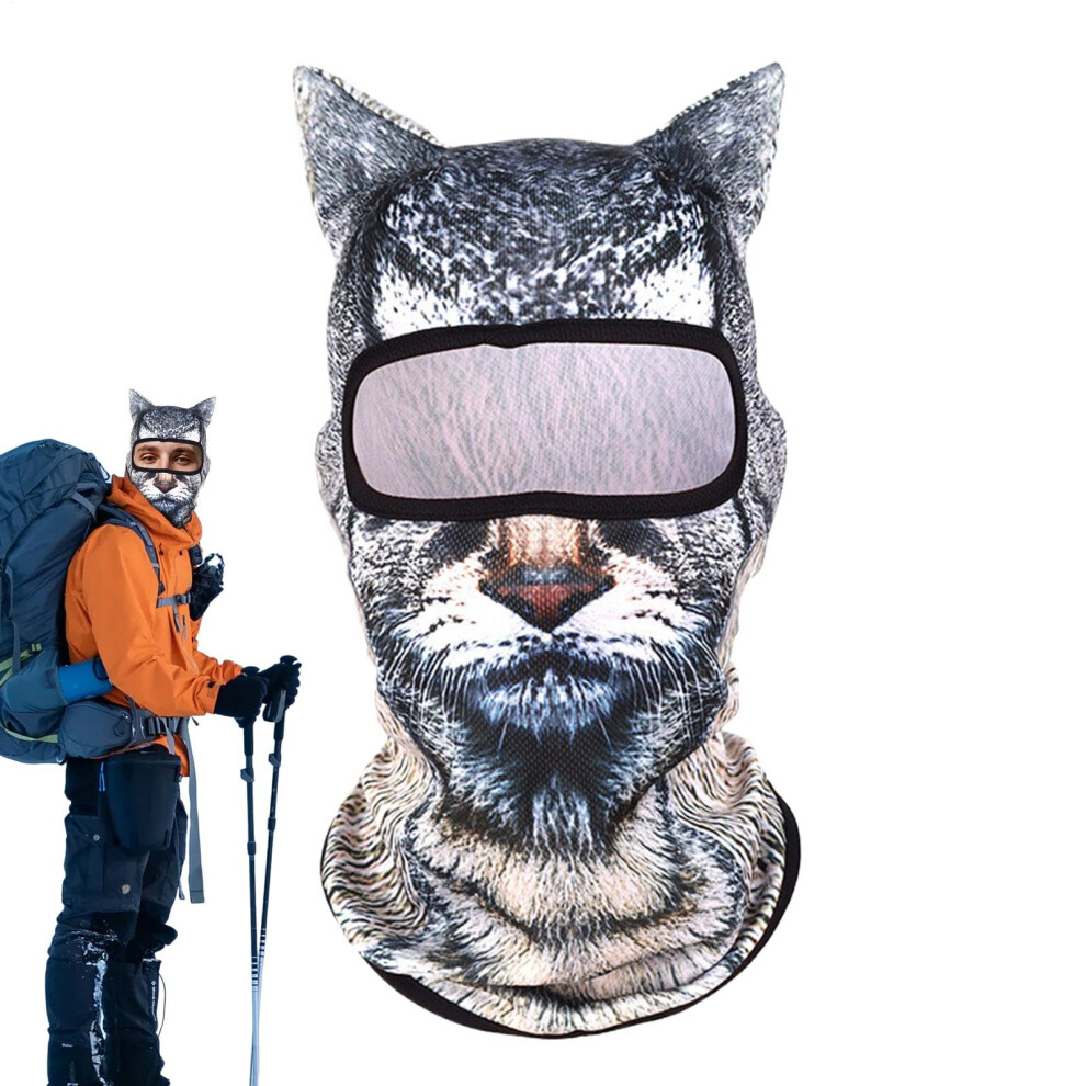 Cute Ski Mask With Ears For Adults, Breathable Animal Print Face Cover, Sunproof Windproof Dustproof For Fishing 6038364847270