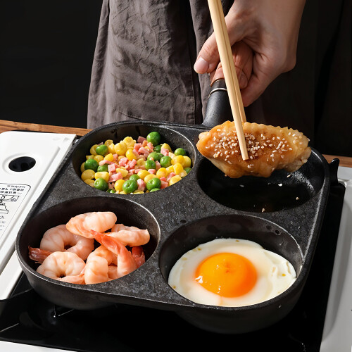 Living And Home 4-Hole Cast Iron Frying Pan 1
