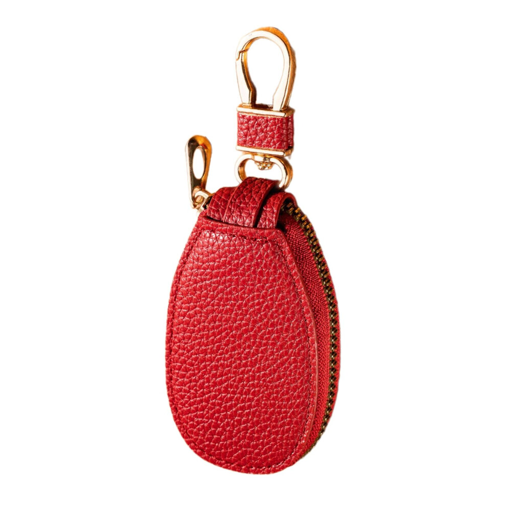 Stylish Pu Leather Car Key Case With Zipper, Multiple Pockets For Key Organization, Secure Protection, Compact Size 6482260208756