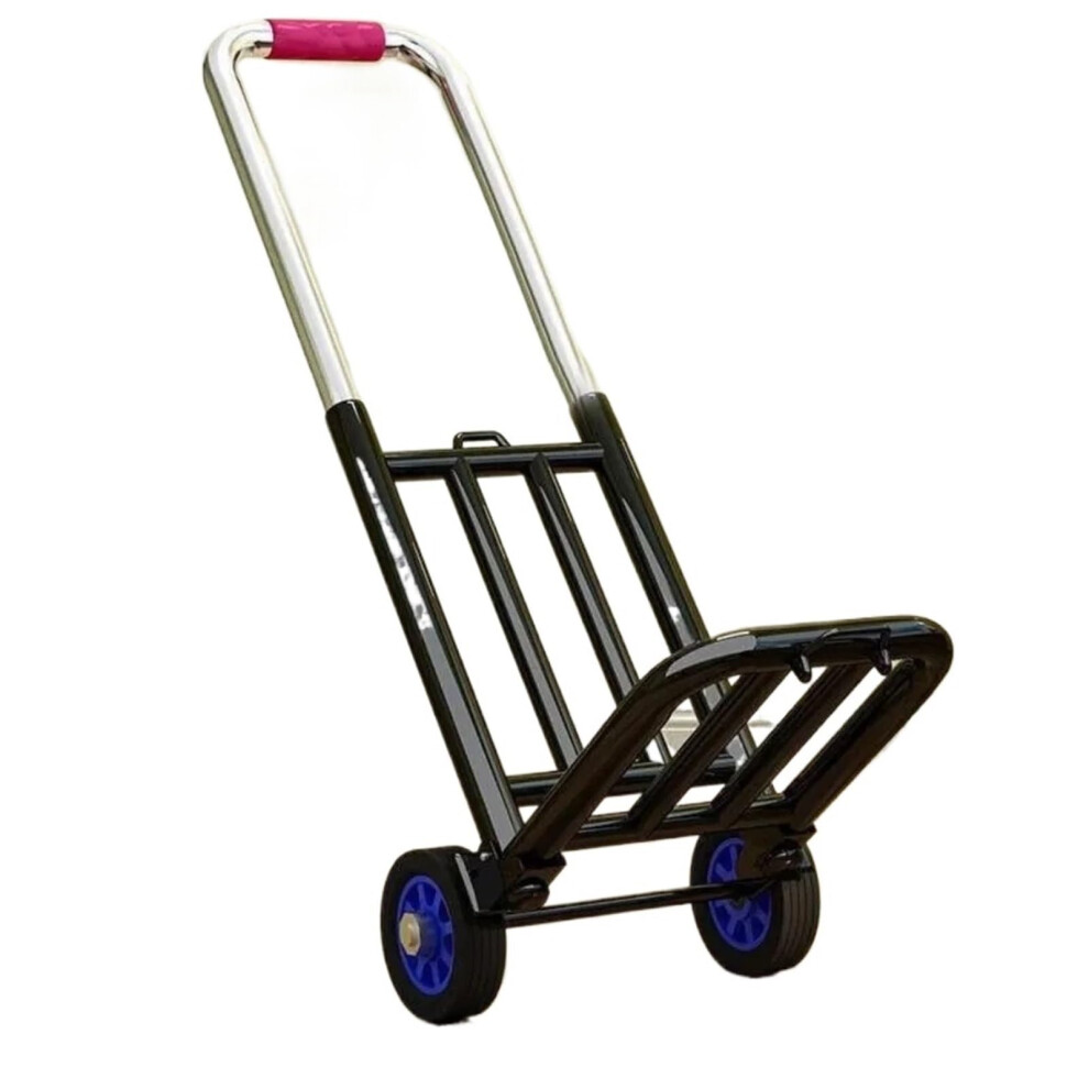 Collapsible Hand Wagon, Portable Shopping Cart, Lightweight Outdoor Trolley with 25mm Rubber Wheels, Adjustable Luggage Carrier