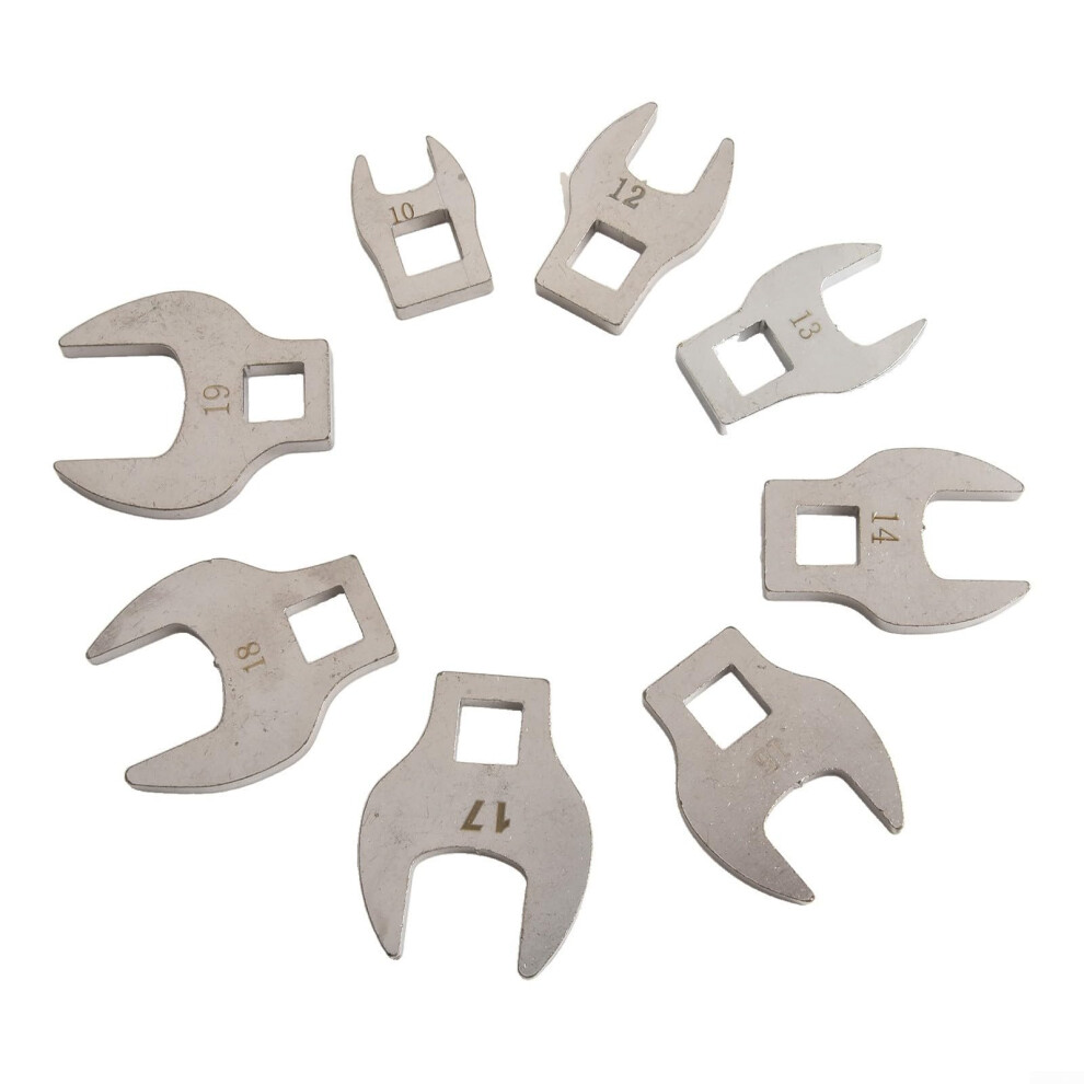 Crowfoot Wrench Set 8 Pieces 3/8" Drive Metric Open End 10-19Mm Adjustable For Car Repair In Tight Spaces 6038364848055