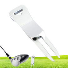 Green Golf Fork with Ball Marker, Creative Aluminum Alloy Golf Ball Position Indicator, Rust-Free Golf Target Display