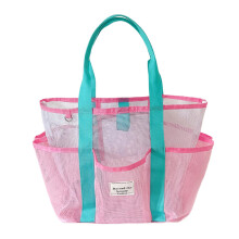 Beach Bag Carry Bag Large - Foldable Mesh Swimming Bag for Women, Green Handle, Ideal for Outdoor Leisure & Sports Trips