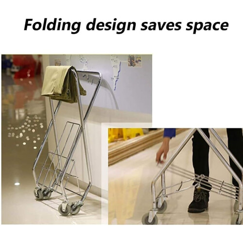 Laundry Cart Folding Laundry Sorter Basket Rolling Laundry Bin with Wheels and Handle YELLOW (Blue) 1