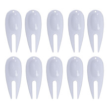 Golf Divot Tool Set - 10 Pack Golf Fork Marker Lawn Repair Prong for Putting Green - White Golf Accessories for Men and Women