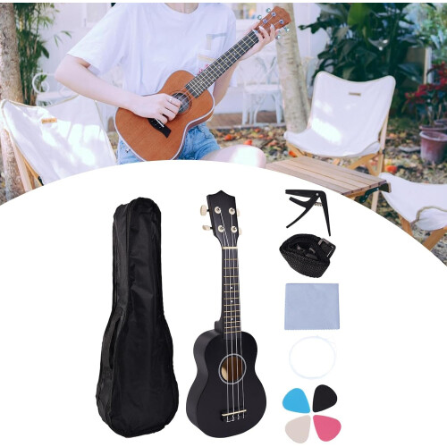 Ukulele Professional 21 Inch Mini 4 String Ukulele for Ages 3+ - Black Beginner Guitar with Durable Design 1