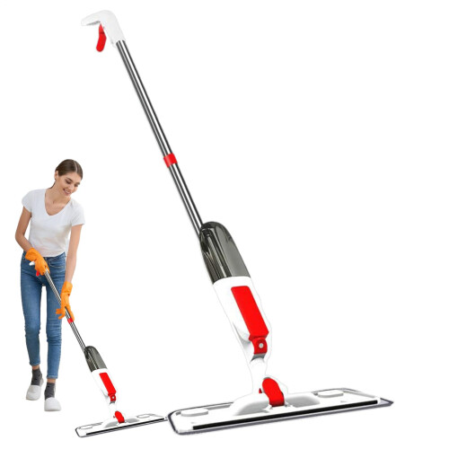 Mop with Drain Bucket - Cube Set | Microfibre Flat Mop with Sprayer for Bathroom and Laminated Floors