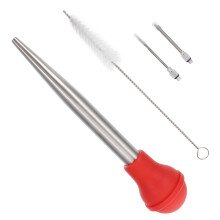 1Satz Marinade Injector with Flavor Oil Droplet Tube for BBQ Turkey Steak and Meat, Includes Cleaning Brush and Heat-Resistant Grip Cover