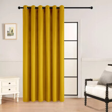 (Ochre, 66 x 84 in (5.5ft x 7ft) - Single Panel Door Curtain) Crushed Velvet Eyelet Curtains - Readymade Lined Drapes for Bedroom & Living Room