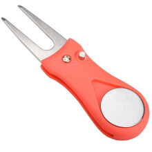 Red Golf Lawn Tool Set with Magnetic Golf Ball Markers and Divot Repair Tool, Durable and Lightweight Design