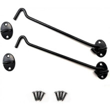 2Pcs 350mm Long Black Stainless Steel Storm Hooks Cabin Hooks with Fastening Screws s