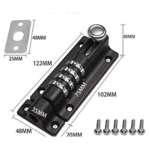 Combination Lock Hasp, Code Door Lock, Waterproof 4 Digit Combination Lock with Screws, Blackz 1
