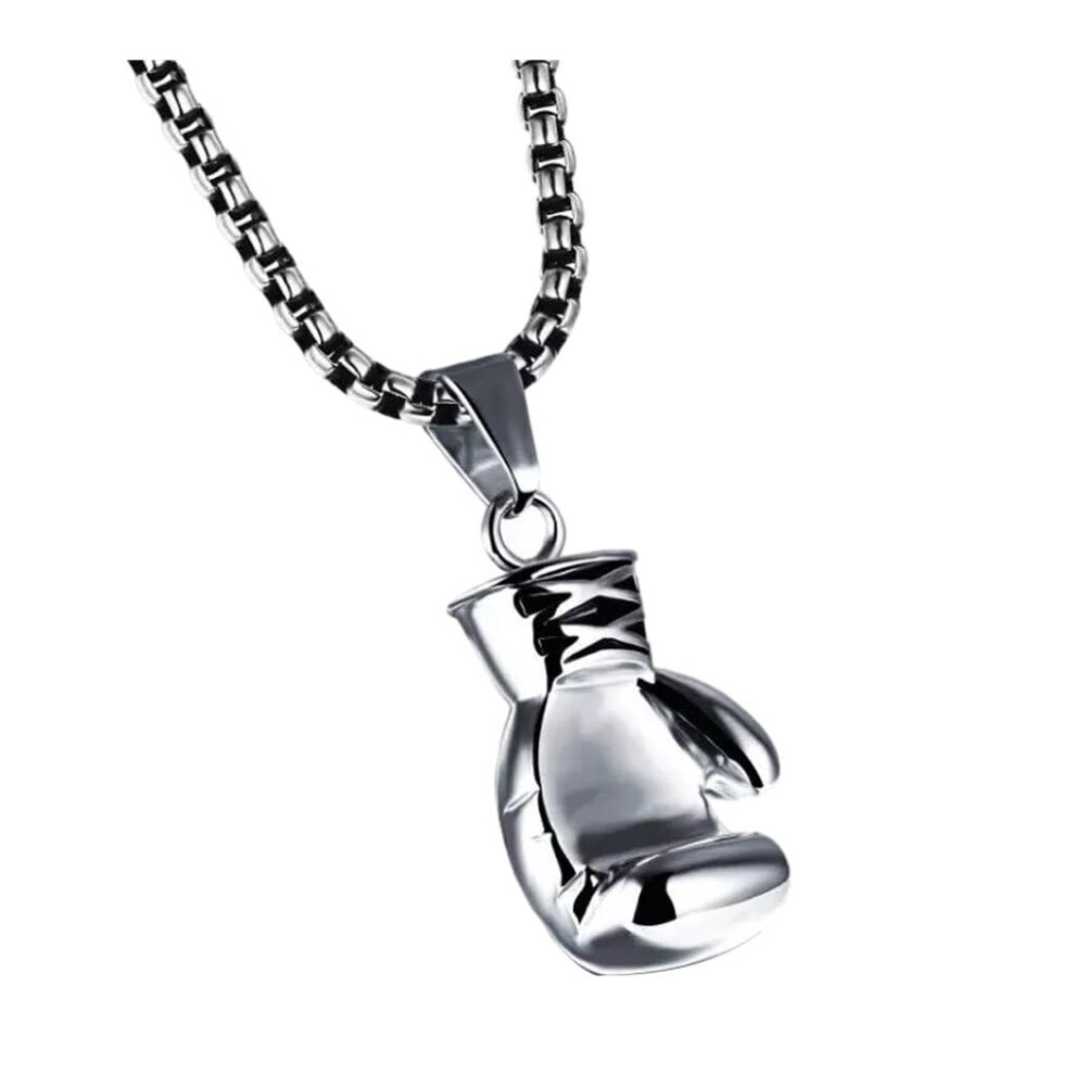 Boxing Glove Necklace for Men, Stylish Silver Sports Jewelry, Decorative Bodybuilding Accessory, Rustproof Pendant-image-OPC-PK6PPYC-NEW