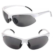 (Silver-Silver, 1.75) 2 Pair Of Unisex Bifocal Sport Wrap Sunglasses - Outdoor Reading Sunglasses - Black/high Definition Amber - 3.00z