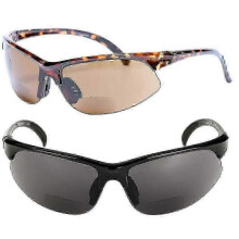 (Black-Tortoise, 2.25) 2 Pair Of Unisex Bifocal Sport Wrap Sunglasses - Outdoor Reading Sunglasses - Black/high Definition Amber - 3.00z