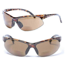 (Tortoise-Tortoise, 3) 2 Pair Of Unisex Bifocal Sport Wrap Sunglasses - Outdoor Reading Sunglasses - Black/high Definition Amber - 3.00z