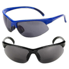 (Black-Blue, 1.75) 2 Pair Of Unisex Bifocal Sport Wrap Sunglasses - Outdoor Reading Sunglasses - Black/high Definition Amber - 3.00z